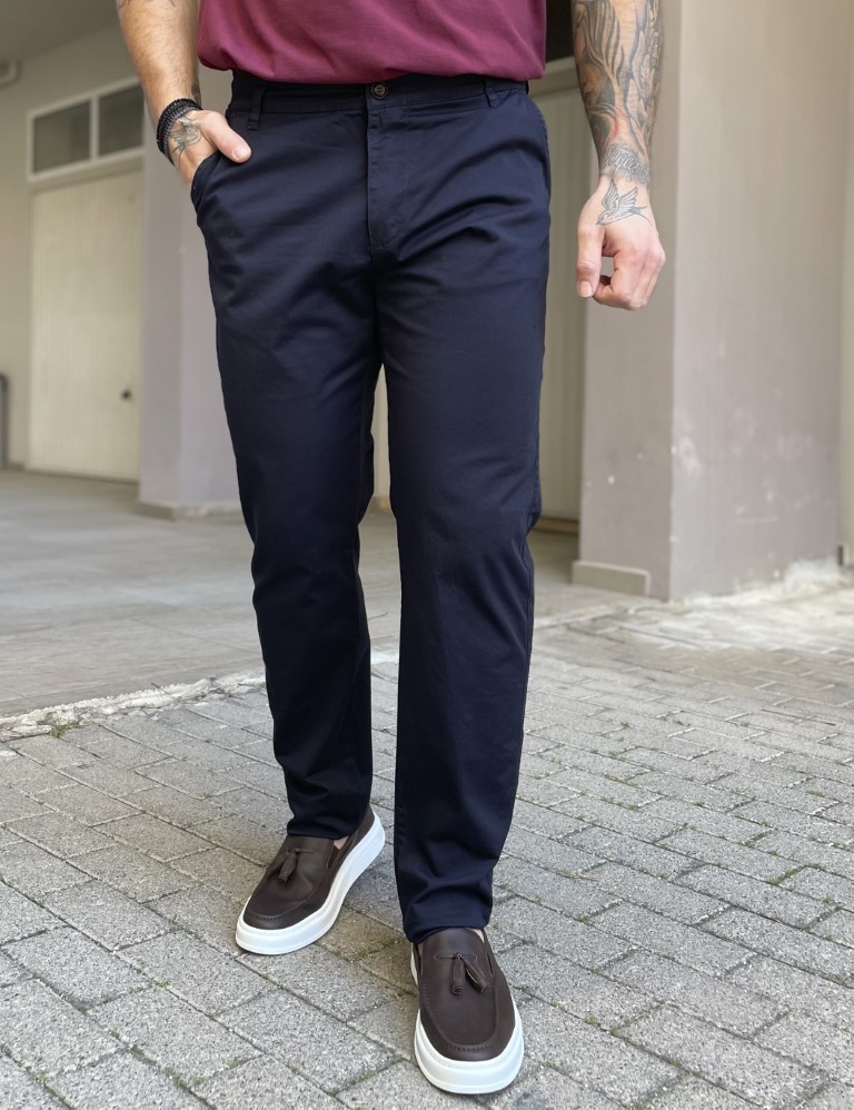 Blackout Ανδρικό μπλε παντελόνι καπαρντίνα Chinos BO2909N